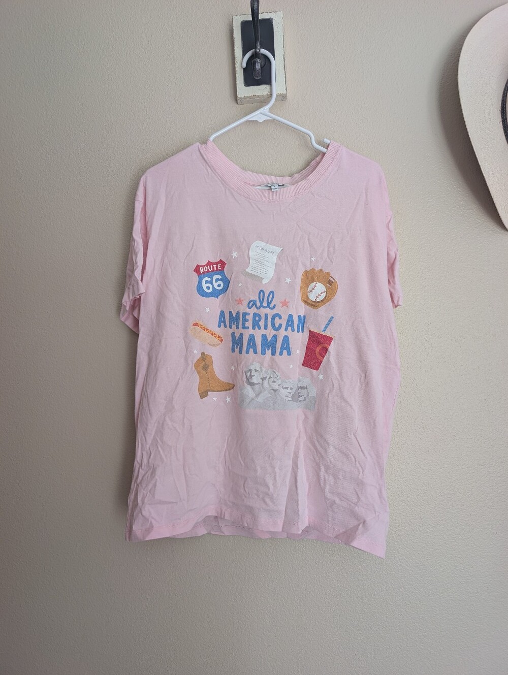 Pippi Post Pink All American Mama Tee Patriotic USA 250 Size Large